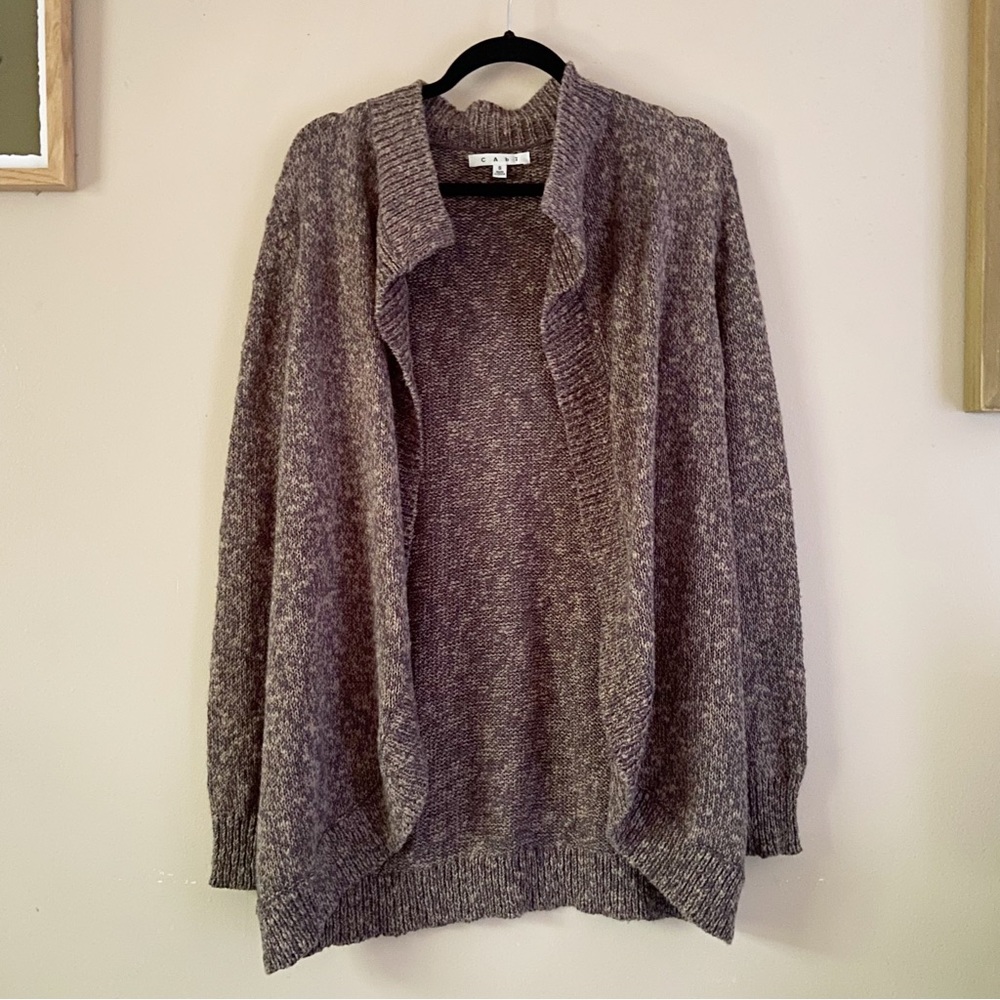 CAbi• ‘Swear by Sweater’ tan/gray chunky open cardigan #880 size small